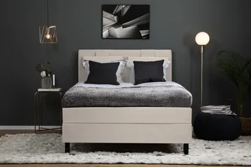 Lucky Komplet Sengepakke 120x200 Polyeter Glat Sengegavl - Beige - Møbler - Senge - Enkeltsenge