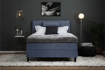 Lucky Komplet Sengepakke 120x200 Polyeter Glat Sengegavl - Nakkepude Stor Mørkeblå - Møbler - Senge - Komplet sengepakke