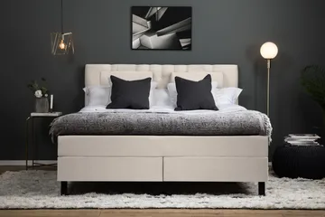 Lucky Komplet Sengepakke 160x200 Latex Diamant Sengegavl - Nakkepude Stor Beige - Møbler - Senge - Kontinentalsenge