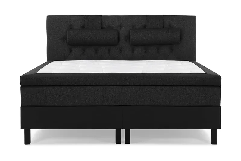 Lucky Komplet Sengepakke 160x200 Latex Diamant Sengegavl - Nakkepude Stor Sort/Grå/PU - Møbler - Senge - Komplet sengepakke