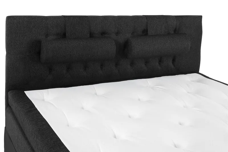Lucky Komplet Sengepakke 160x200 Latex Diamant Sengegavl - Nakkepude Stor Sort/Grå/PU - Møbler - Senge - Komplet sengepakke