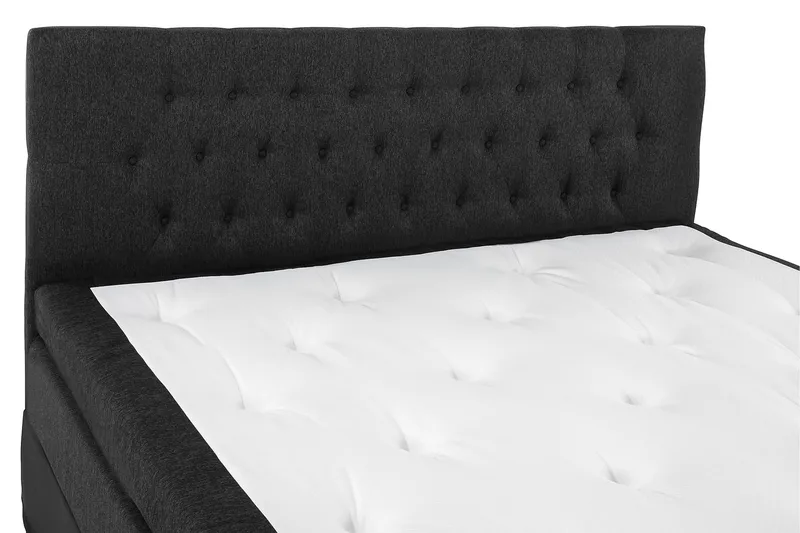 Lucky Komplet Sengepakke 160x200 Memory Diamant Sengegavl - Sort/Grå/PU - Møbler - Senge - Komplet sengepakke