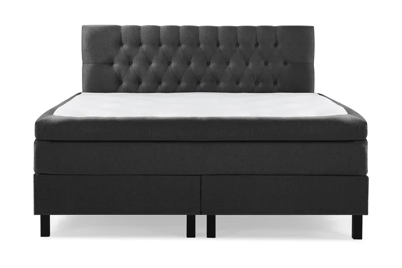 Lucky Komplet Sengepakke 160x200 Polyeter Diamant Sengegavl - Sort/Grå - Møbler - Senge - Komplet sengepakke