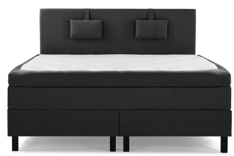 Lucky Komplet Sengepakke 160x200 Polyeter Glat Sengegavl - Nakkepude Lille Sort/Grå - Møbler - Senge - Komplet sengepakke