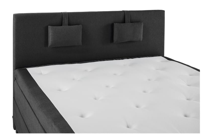 Lucky Komplet Sengepakke 160x200 Polyeter Glat Sengegavl - Nakkepude Lille Sort/Grå - Møbler - Senge - Komplet sengepakke