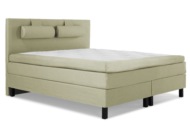 Lucky Komplet Sengepakke 160x200 Polyeter Glat Sengegavl - Nakkepude Stor Grøn - Møbler - Senge - Kontinentalsenge