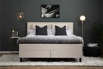 Lucky Komplet Sengepakke 180x200 Latex Glat Sengegavl - Nakkepude Lille Beige - Møbler - Senge - Kontinentalsenge
