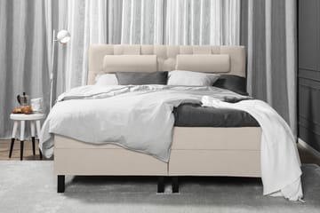 Lucky Komplet Sengepakke 180x200 Skum Diamant Sengegavl - Nakkepude Stor Beige - Møbler - Senge - Kontinentalsenge