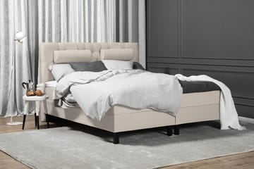 Lucky Komplet Sengepakke 180x200 Skum Diamant Sengegavl - Nakkepude Stor Beige - Møbler - Senge - Kontinentalsenge