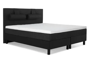 Lucky Komplet Sengepakke 180x200 Skum Glat Sengegavl - Nakkepude Stor Sort/Grå/PU - Møbler - Senge - Komplet sengepakke
