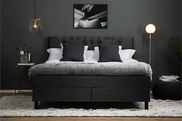 Lucky Komplet Sengepakke Kontinentalseng med Sengegavl 180x200 cm - Sort / Grå - Møbler - Senge - Komplet sengepakke