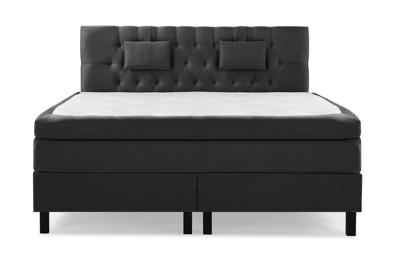Lucky Komplet Sengepakke Kontinentalseng med Sengegavl 180x200 cm, Sort / Grå