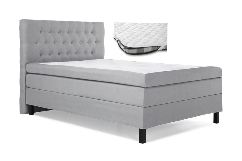 Lucky Komplet Sengepakke Polyetherskum Diamant Sengegavl 140x200 cm + Madrasbeskytter - Grå - Møbler - Senge - Komplet sengepakke