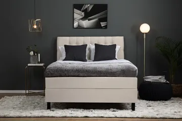 Lucky Komplet Sengesæt 140x200 cm med Sengegavl Fast - Beige - Møbler - Senge - Kontinentalsenge