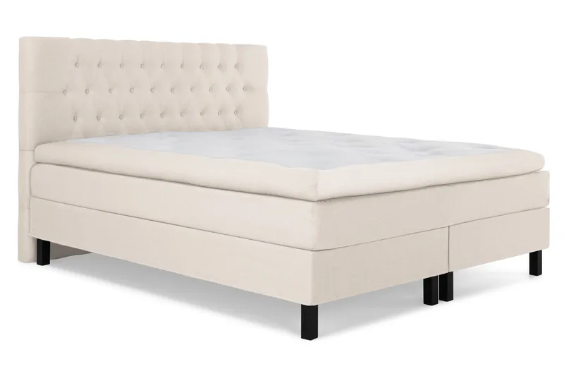 Lucky Komplet Sengesæt 160x200 cm Dobbeltseng med Sengegavl - Beige - Møbler - Senge - Kontinentalsenge
