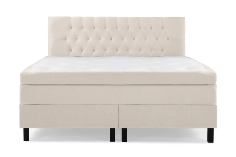 Lucky Komplet Sengesæt 180x200 cm Kontinentalseng med Sengegavl Fast, Beige