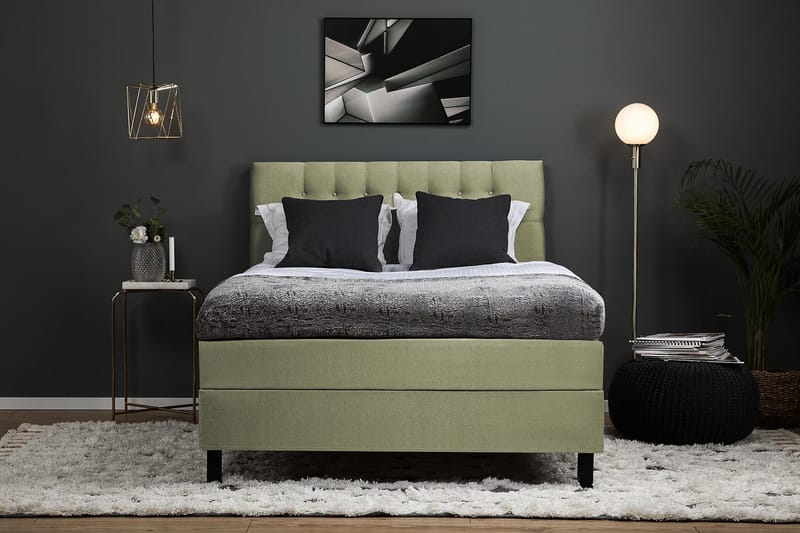 Lucky Kontinentalseng 140x200 polyester - grøn - Møbler - Senge - Komplet sengepakke