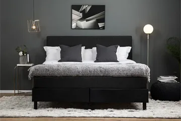 Lucky Kontinentalseng 180x200 Latex - Sort/Grå/PU - Møbler - Senge - Komplet sengepakke