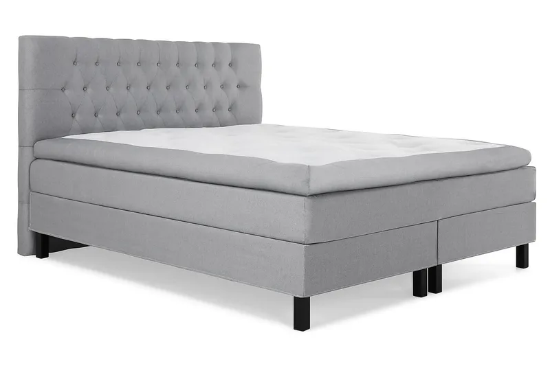 Lucky Kontinentalseng 180x200 polyester - Mellangrå - Møbler - Senge - Komplet sengepakke