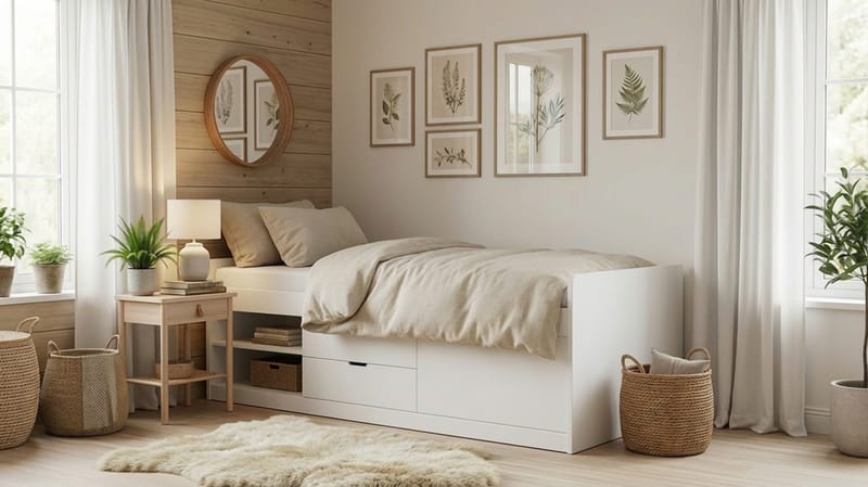 Lundvik Sängram 90x200 cm med förvaring Basic Home No middle mattress - Møbler - Senge - Sengeramme & sengestel