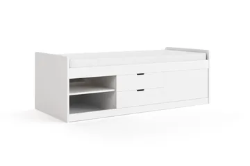 Lundvik sengeramme 90x200 cm med opbevaring inklusive madras - Hvid - Møbler - Senge - Sengeramme & sengestel