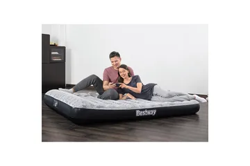 Tritech Airbed Queen Fashion Flock Oppustelig madras Grå - Bestway - Møbler - Senge - Madrasser - Luftmadrasser