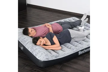Tritech Airbed Queen Fashion Flock Oppustelig madras Grå - Bestway - Møbler - Senge - Madrasser - Luftmadrasser