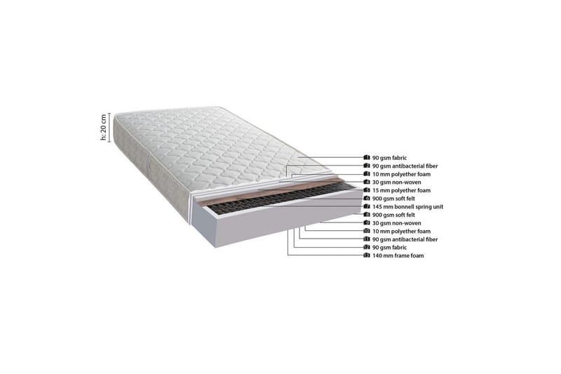 Madrassen Dynamic Bonel Hvid - Hvid - Møbler - Senge - Madrasser - Springmadras