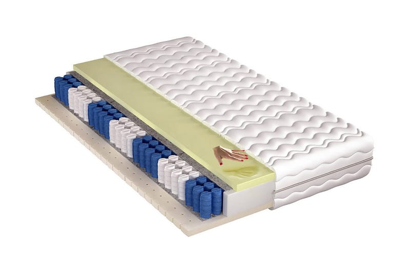 Jaclyn madras 200x180x20 cm, Blå / hvid