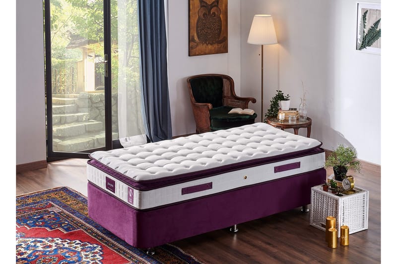 Madrass Vit|Lila - Møbler - Senge - Madrasser - Springmadras