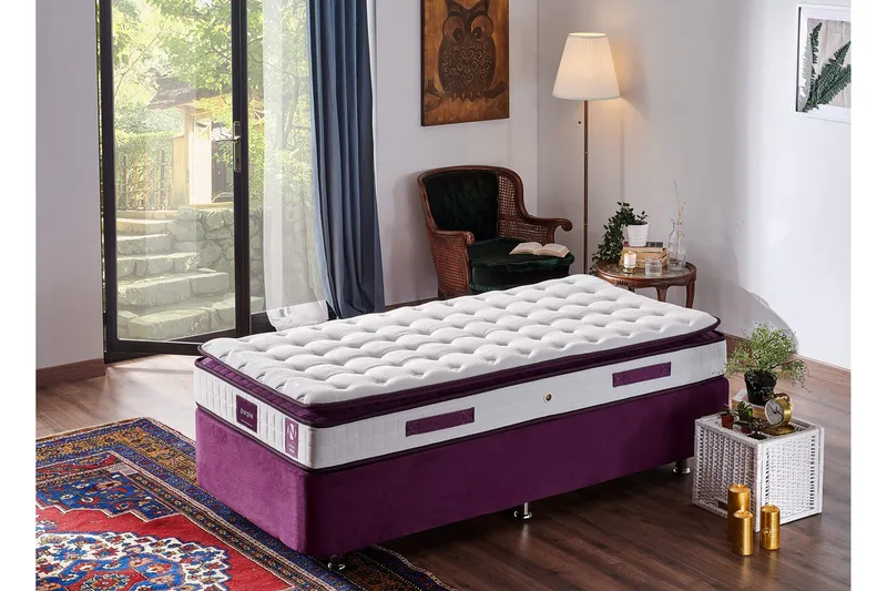 Madrass Vit|Lila - Møbler - Senge - Madrasser - Springmadras