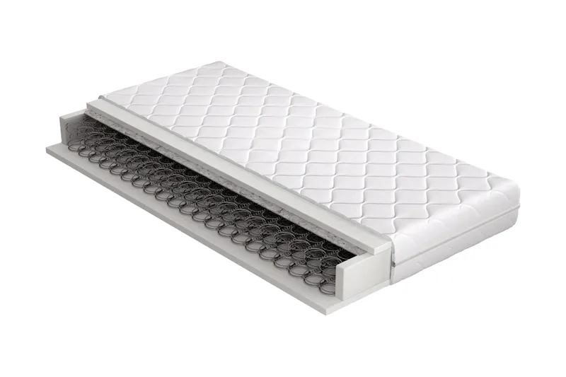 Kostic Topmadras 180x200 cm i Stof med Metaldetaljer, Hvid