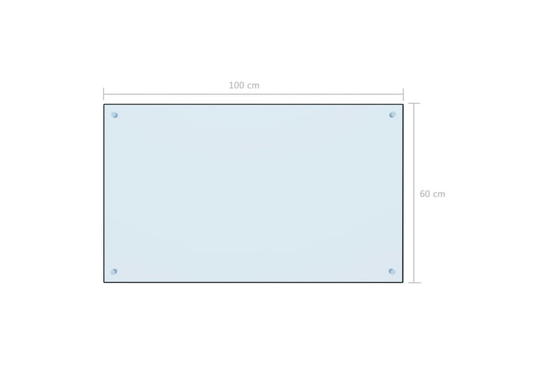 Stænkplade Til Køkkenet 100 X 60 Cm Hærdet Glas Hvid - Hvid - Topmadras