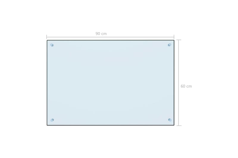 Stænkplade Til Køkkenet 90 X 60 Hærdet Glas Hvid - Hvid - Topmadras