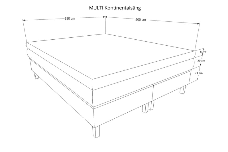 Mei kontinentalseng 180x200 cm - Lysegrå - Møbler - Senge - Kontinentalsenge