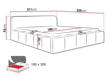 Merik sengestel 180x200 cm - beige - Møbler - Senge - Sengeramme & sengestel
