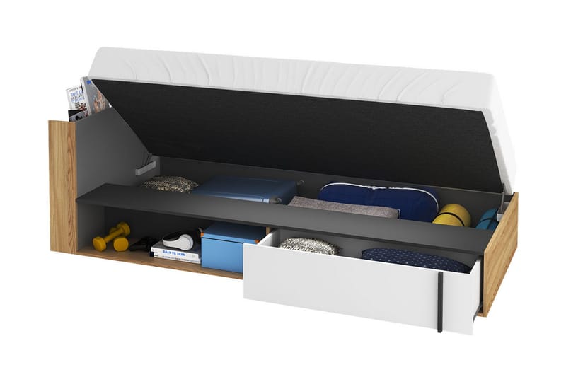 Metropolitan Sengeramme 90x200 cm - Brun/Hvid/Lysgrå/Sort - Møbler - Senge - Sengeramme & sengestel