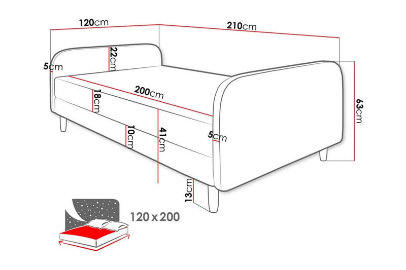 Midfeld Sengeramme 120x200 cm - Sort - Boxmadras & boxseng