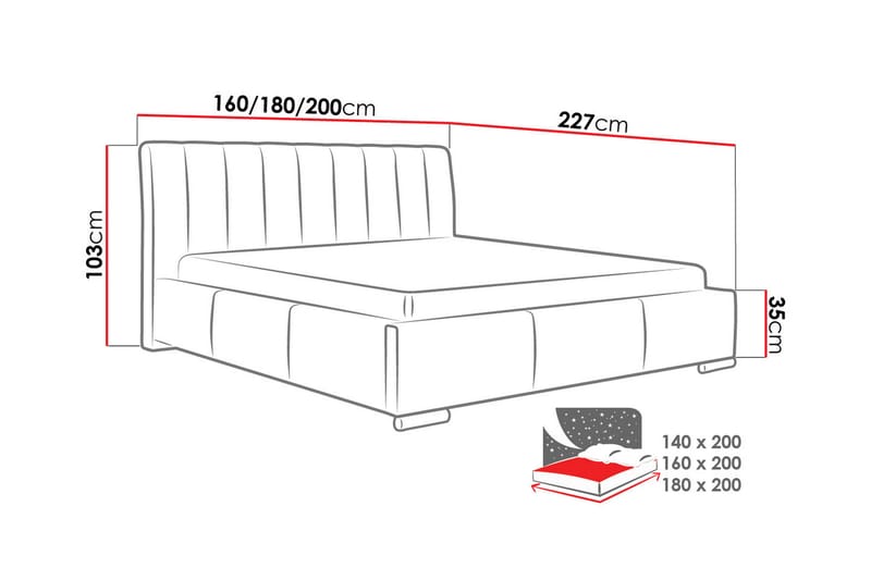 Milano Sengeramme 140x200 cm - Sort - Møbler - Senge - Sengeramme & sengestel