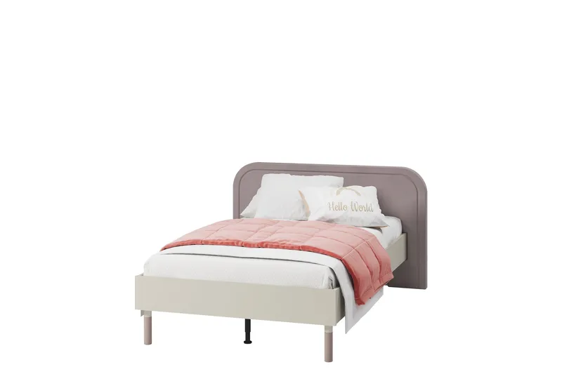 Monfort Sengeramme 120x200 cm i Stof med Sengegavl og Træbund, Lys Beige