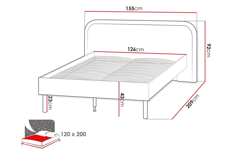 Monfort Sengeramme 120x200 cm - Møbler - Senge - Sengeramme & sengestel