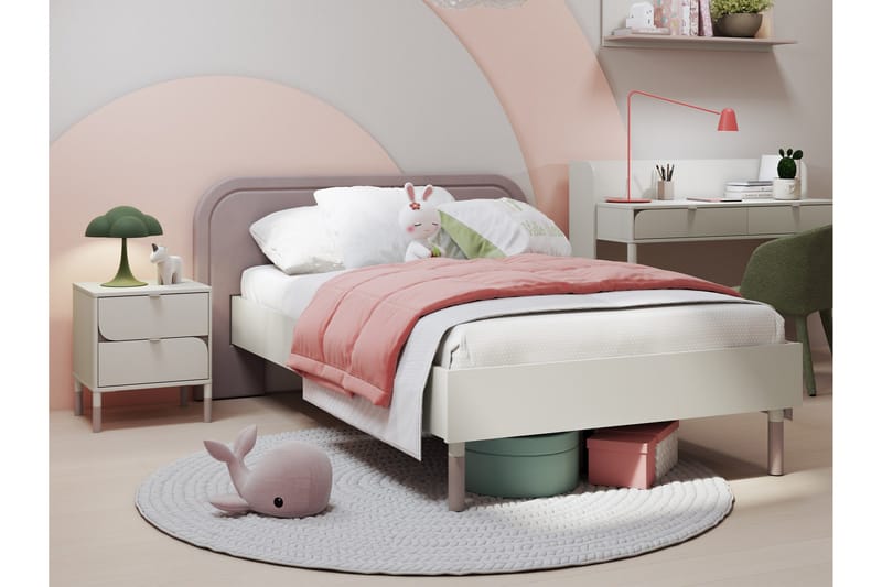Monfort Sengeramme 90x200 cm - Beige/Pink - Møbler - Senge - Sengeramme & sengestel