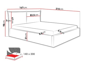 Morricon Sengeramme 140x200 cm - Sort - Møbler - Senge - Sengeramme & sengestel