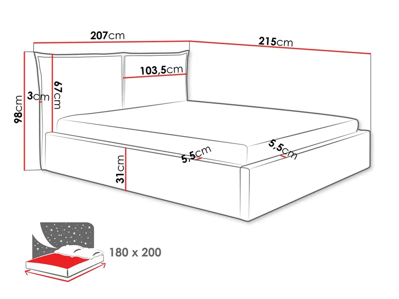Morricon Sengeramme 180x200 cm - Rosa - Møbler - Senge - Sengeramme & sengestel