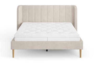 Nattljus sengeramme 160x200 cm eg med HVILA skummadras og topmadras Classic med vaskbart betræk - Beige - Møbler - Senge - Sengeramme & sengestel