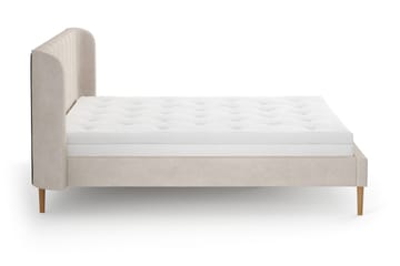 Nattljus sengeramme 160x200 cm eg med HVILA skummadras og topmadras Classic med vaskbart betræk - Beige - Møbler - Senge - Sengeramme & sengestel