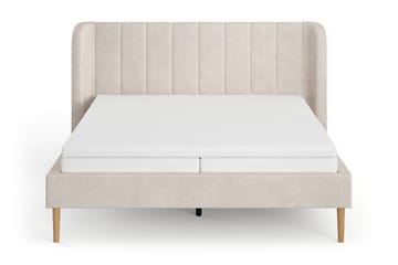 Nattljus sengeramme 160x200 cm eg med HVILA pocketfjedermadras og topmadras i polyetherskum med vaskbart betræk - Beige - Møbler - Senge - Sengeramme & sengestel
