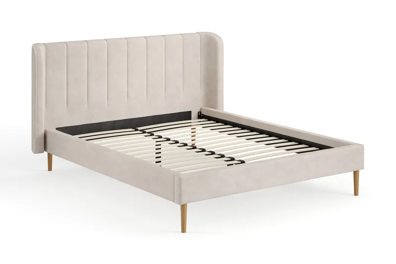 Nattljus Sengeramme 160x200 cm med buet sengegavl, Beige