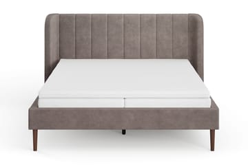 Nattljus sengeramme 160x200 cm valnød med HVILA skummadras og topmadras i polyesterskum med vaskbart betræk - Brun - Møbler - Senge - Sengeramme & sengestel