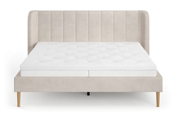 Nattljus sengeramme 180x200 cm eg med HVILA pocketfjedermadras og topmadras Classic med vaskbart betræk - Beige - Møbler - Senge - Sengeramme & sengestel